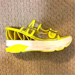 Platform wedge neon yellow sandals Sz 8